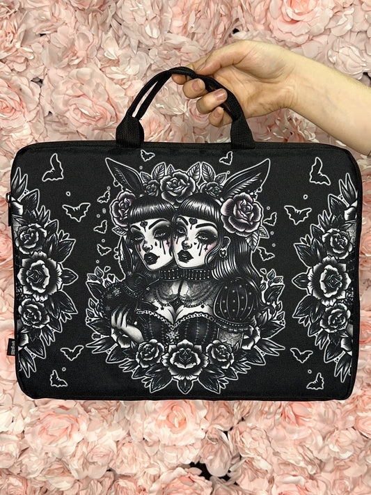 DOUBLE TROUBLE - canvas laptop / tech case