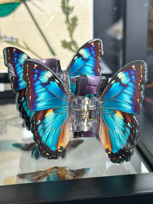 SAPPHIRE BLUE - Twin Butterfly Hair Clip Set