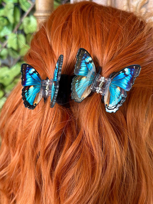 SAPPHIRE BLUE - Twin Butterfly Hair Clip Set