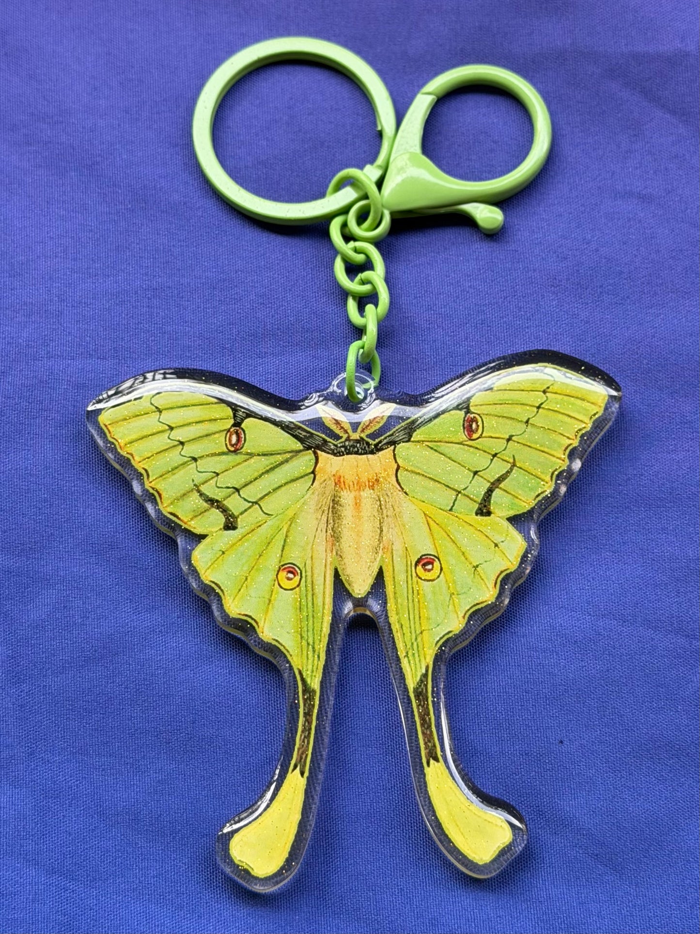 CHINESE LUNA MOTH - Drop Dead Gorgeous Sparkle Keychain