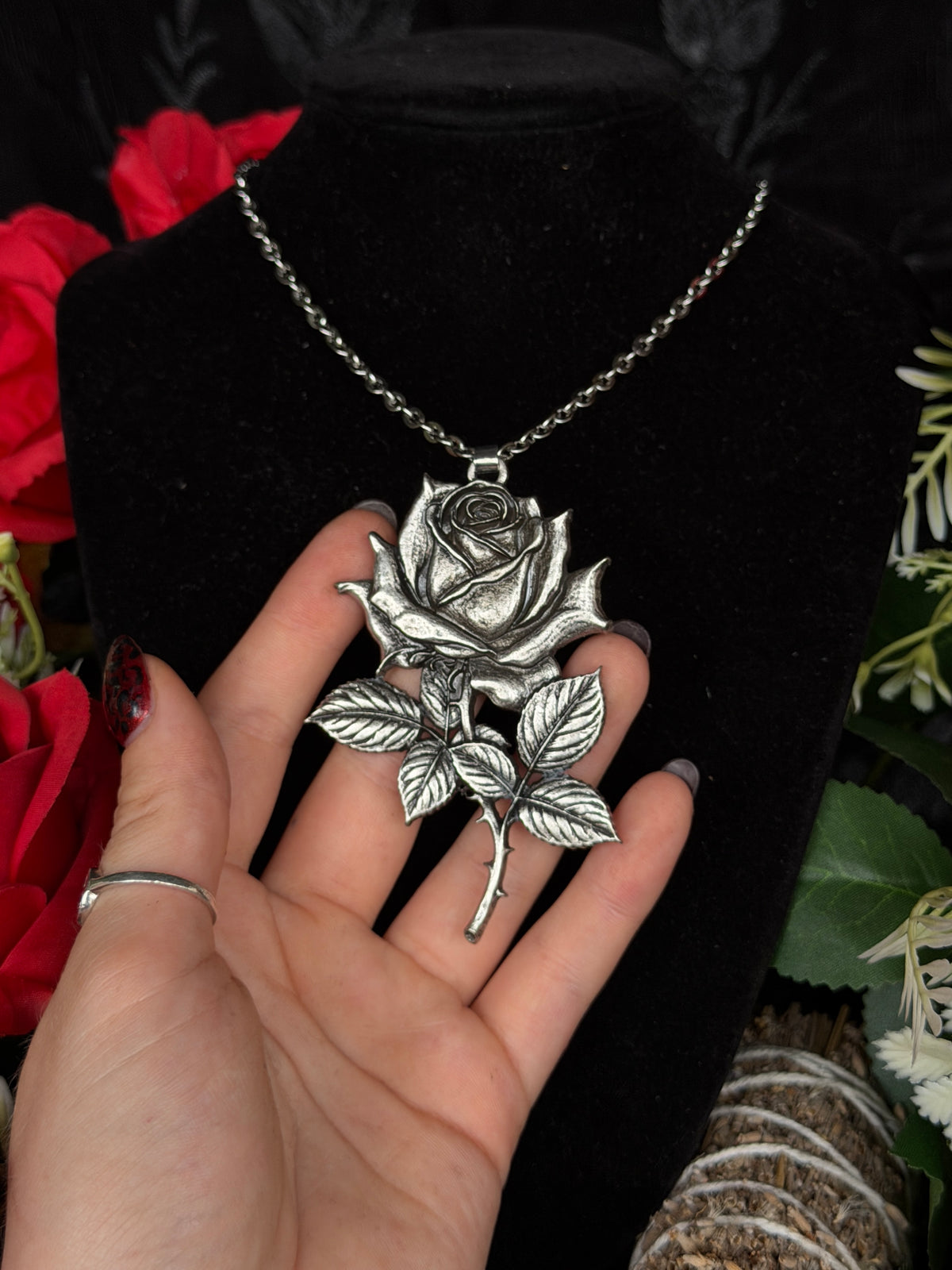 CONDOLENCES ROSE - Mother of Hades Rose Necklace