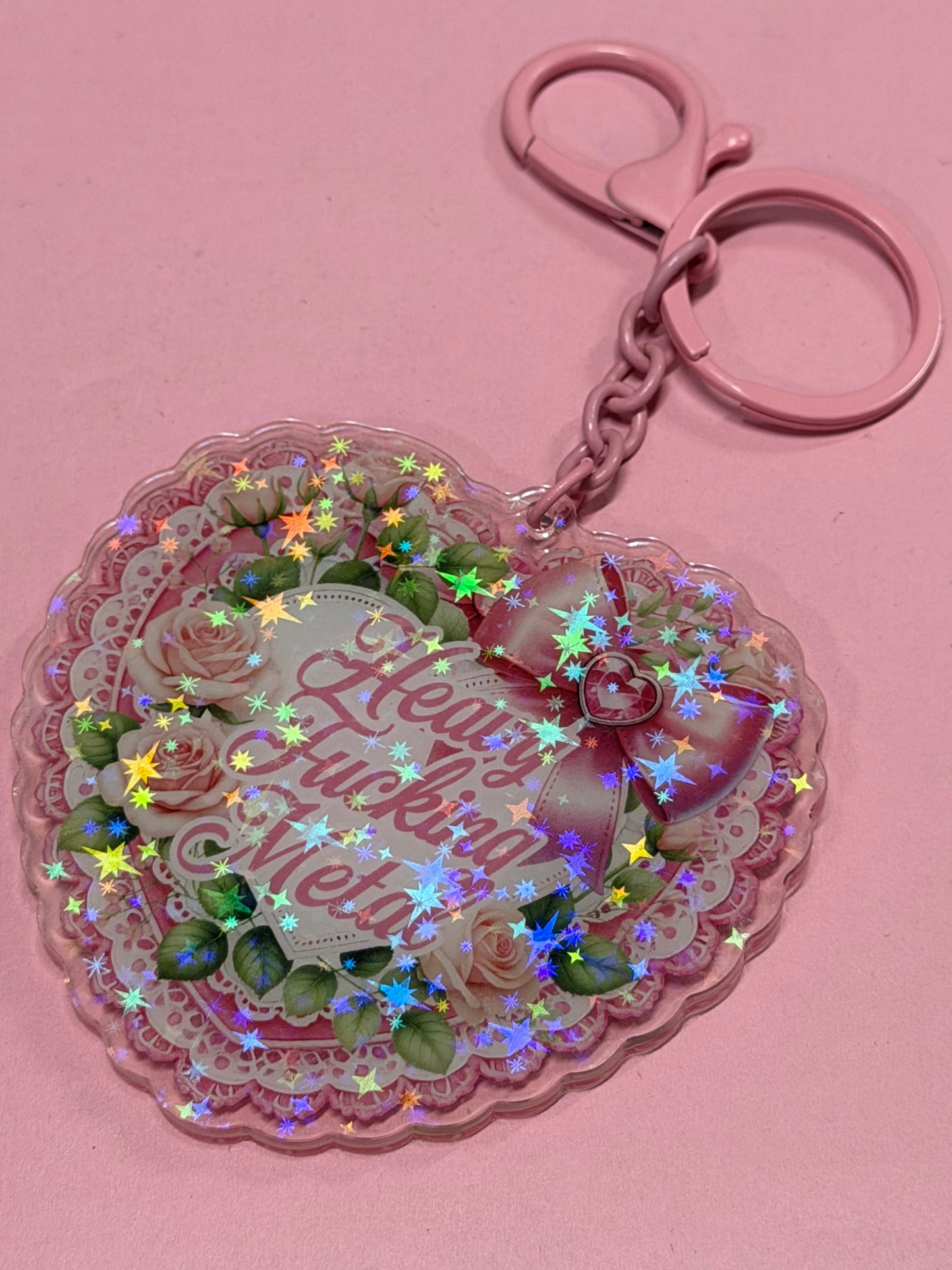 HEAVY FUCKING METAL - Drop Dead Gorgeous Iridescent Keychain