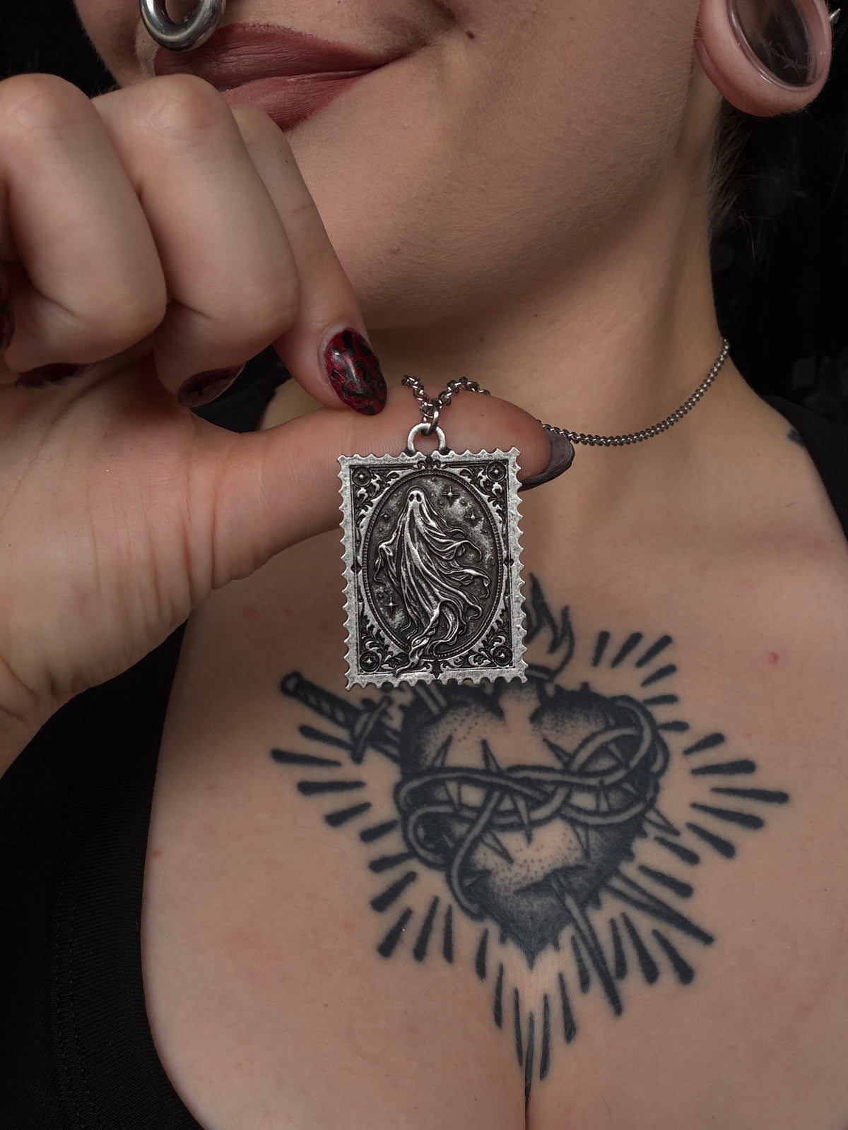 MESSAGES FROM THE OTHER SIDE - Mother of Hades Ghost Stamp Necklace
