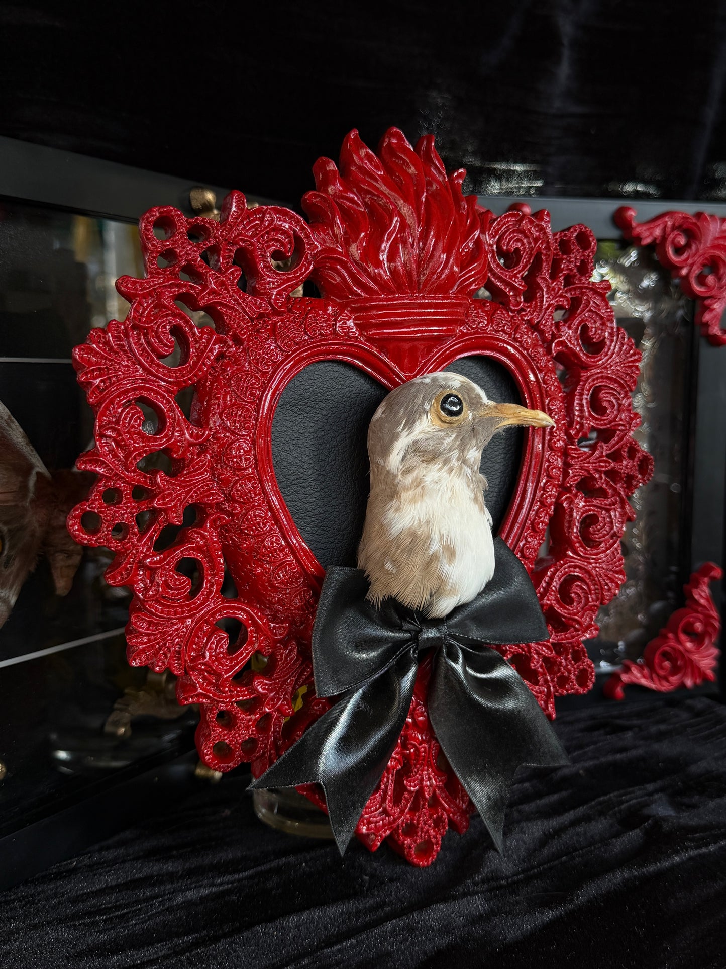 PIGEON HEAD - Mother of Hades Red Heart Open Display Frame