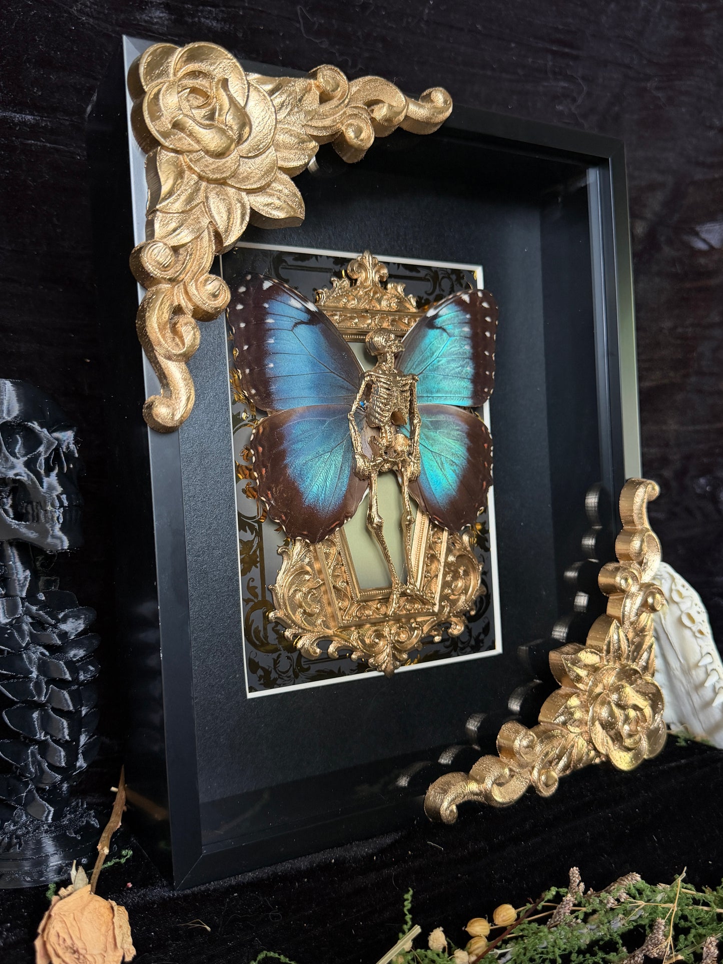 GOLD MORPHO MAUSOLEUM - Mother of Hades Dead Fairy Frame