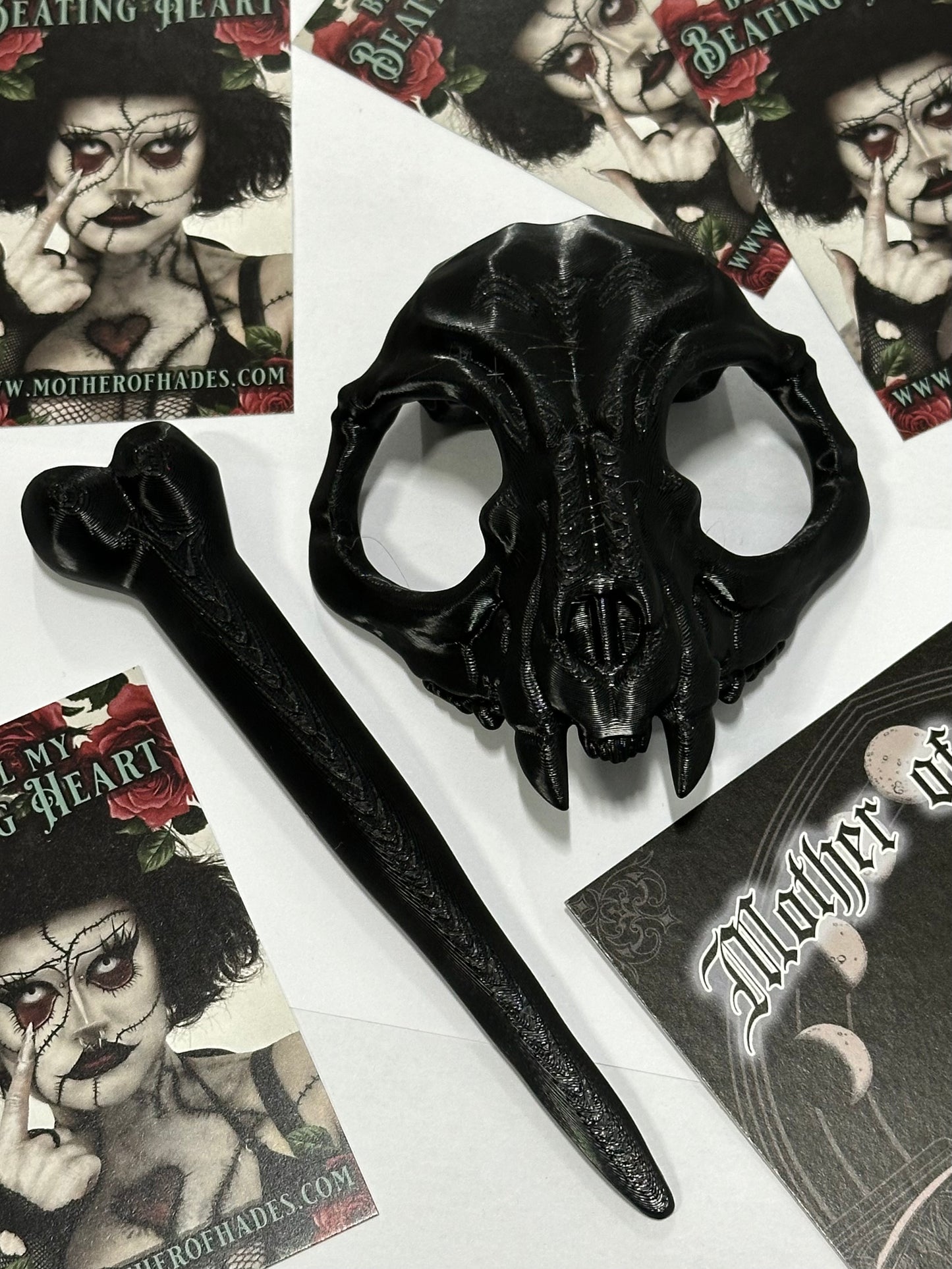 CAT SKULL HAIR PIN - Mother of Hades Hair Pin