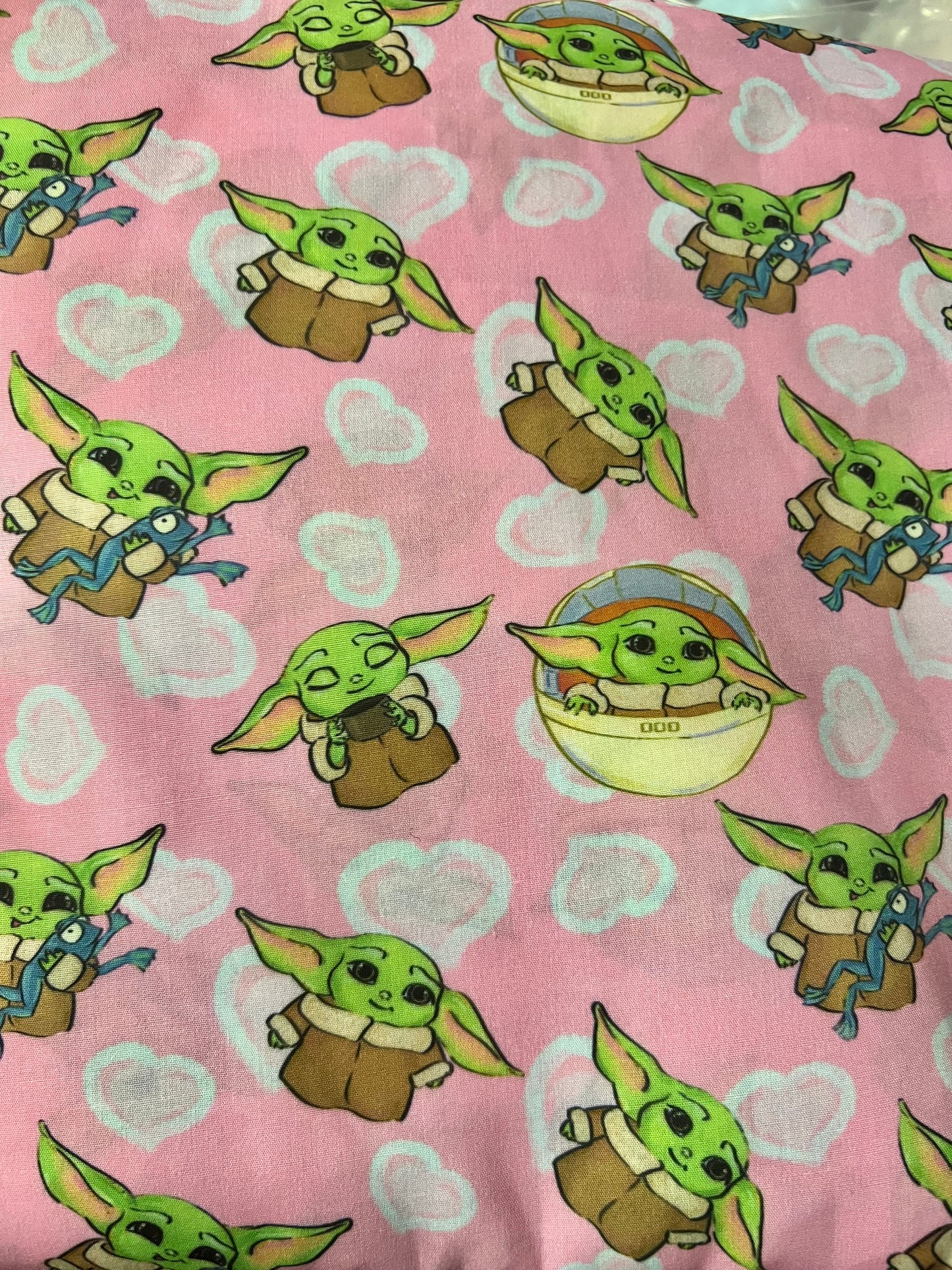 BABY YODA AND FROG  - Polycotton Fabric from Japan