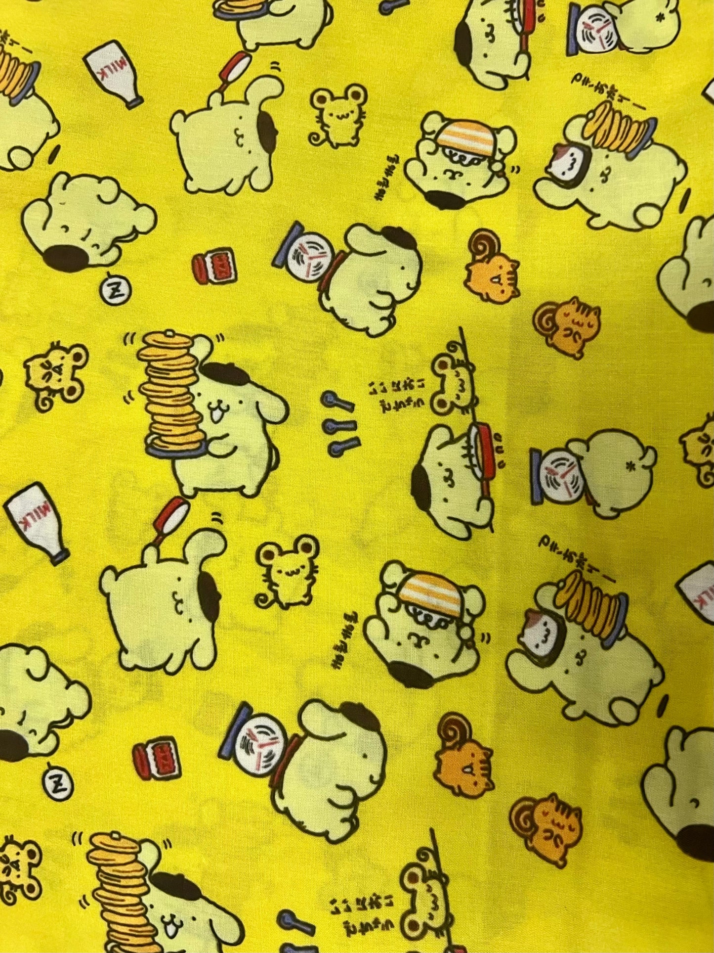 POMPOMPURIN PANCAKES  - Polycotton Fabric from Japan