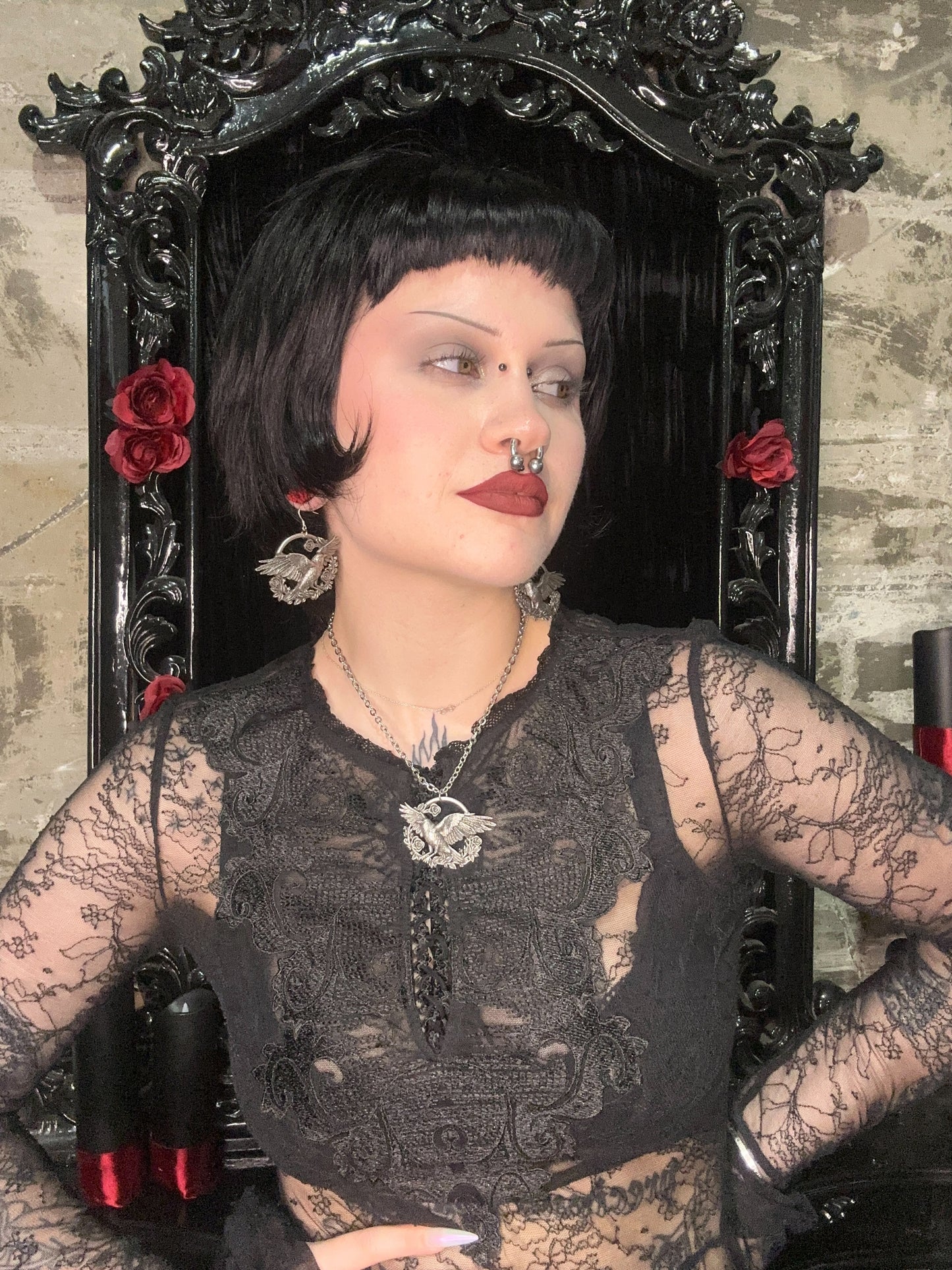 A MURDER IN THE ROSES -  Mother of Hades NIGHT GARDEN Earrings