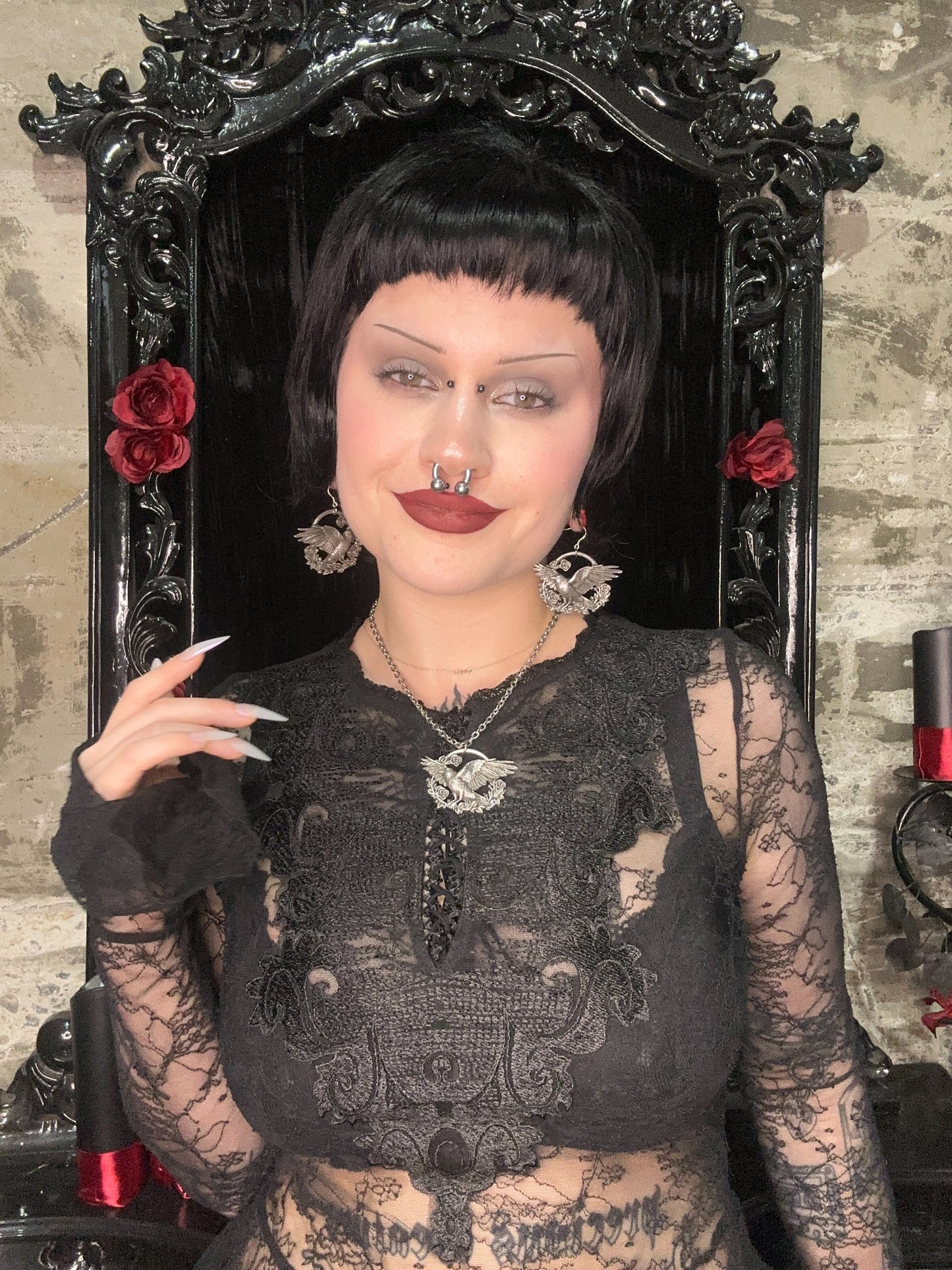 A MURDER IN THE ROSES -  Mother of Hades NIGHT GARDEN Earrings