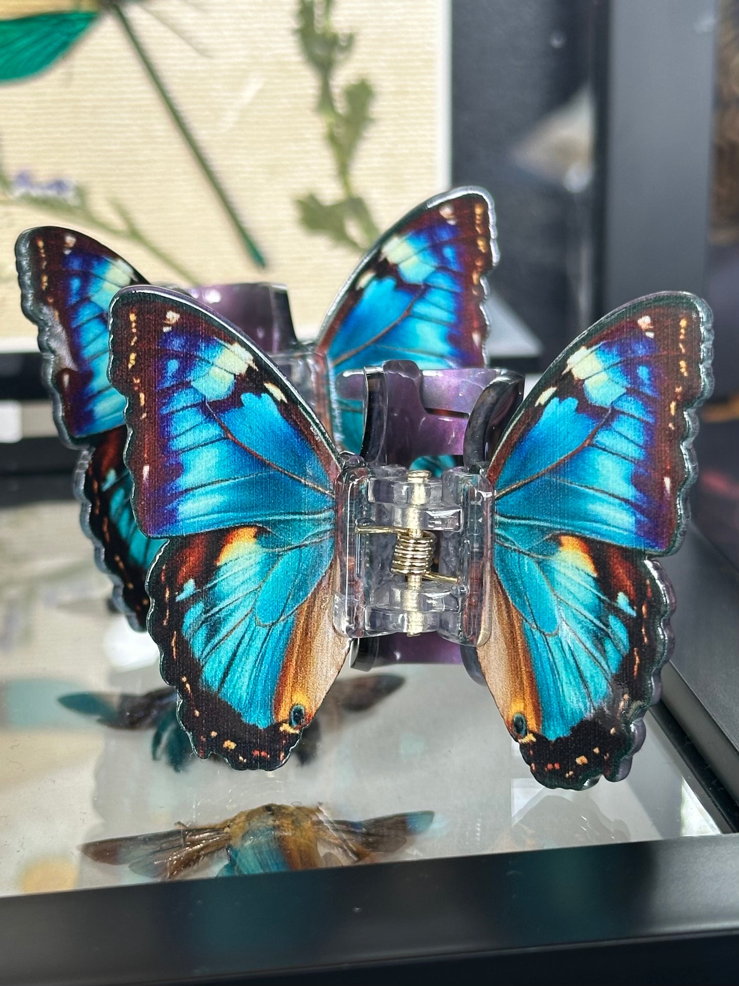 SAPPHIRE BLUE - Twin Butterfly Hair Clip Set