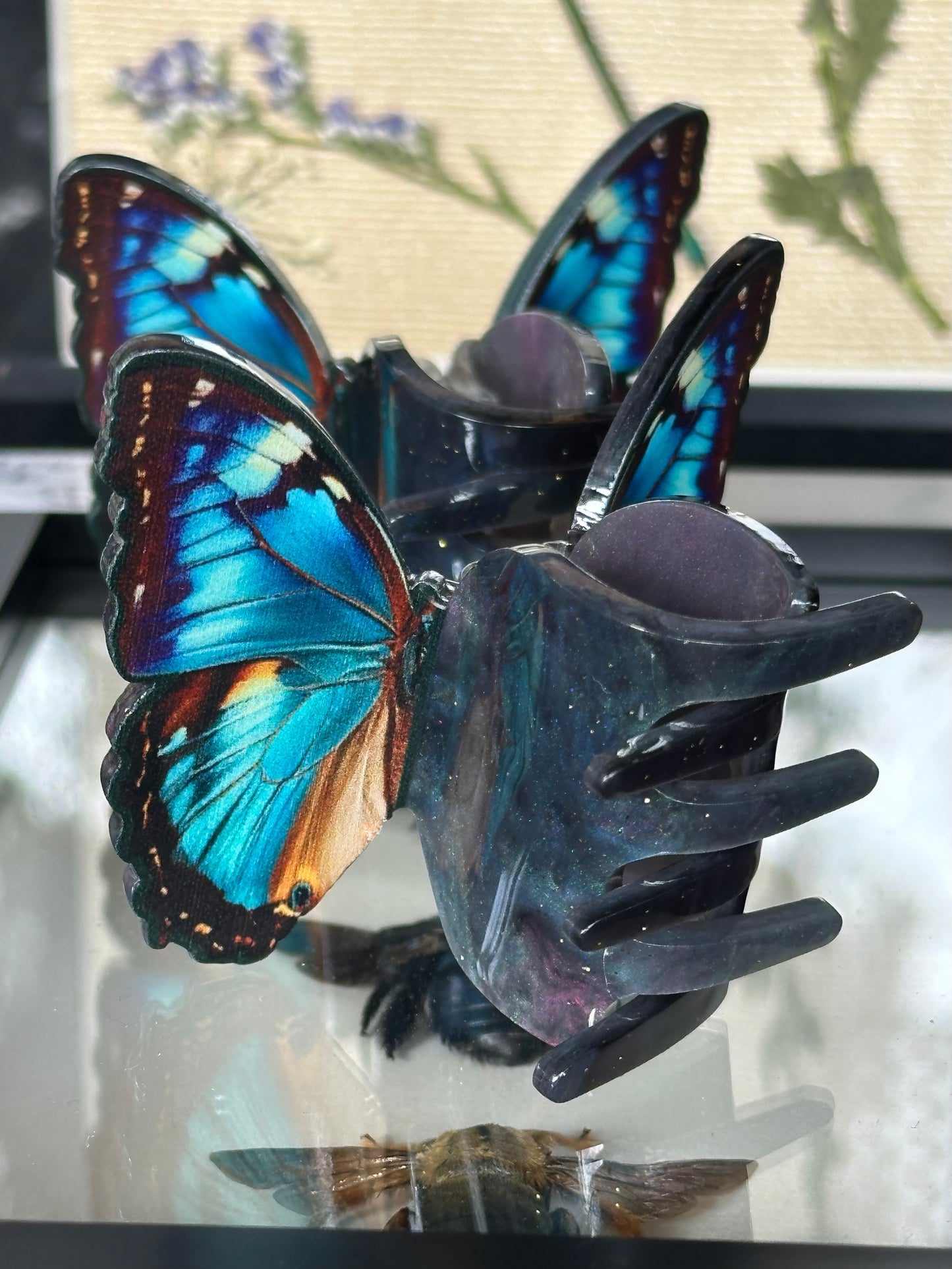 SAPPHIRE BLUE - Twin Butterfly Hair Clip Set