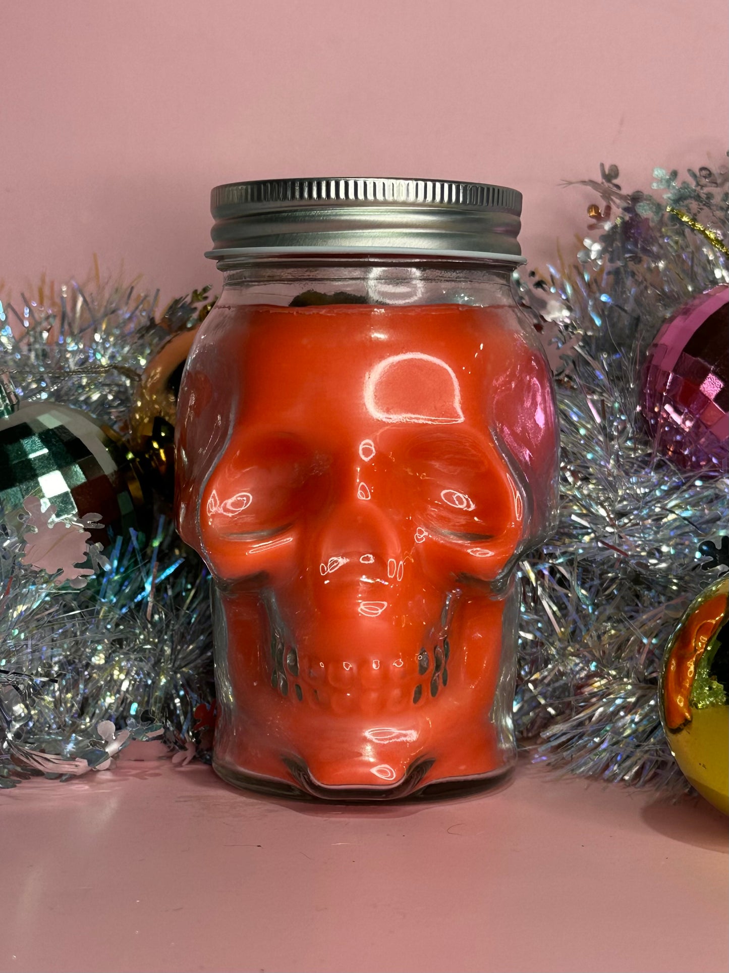 PERSEPHONE - grapefruit crystal skull head soy candle