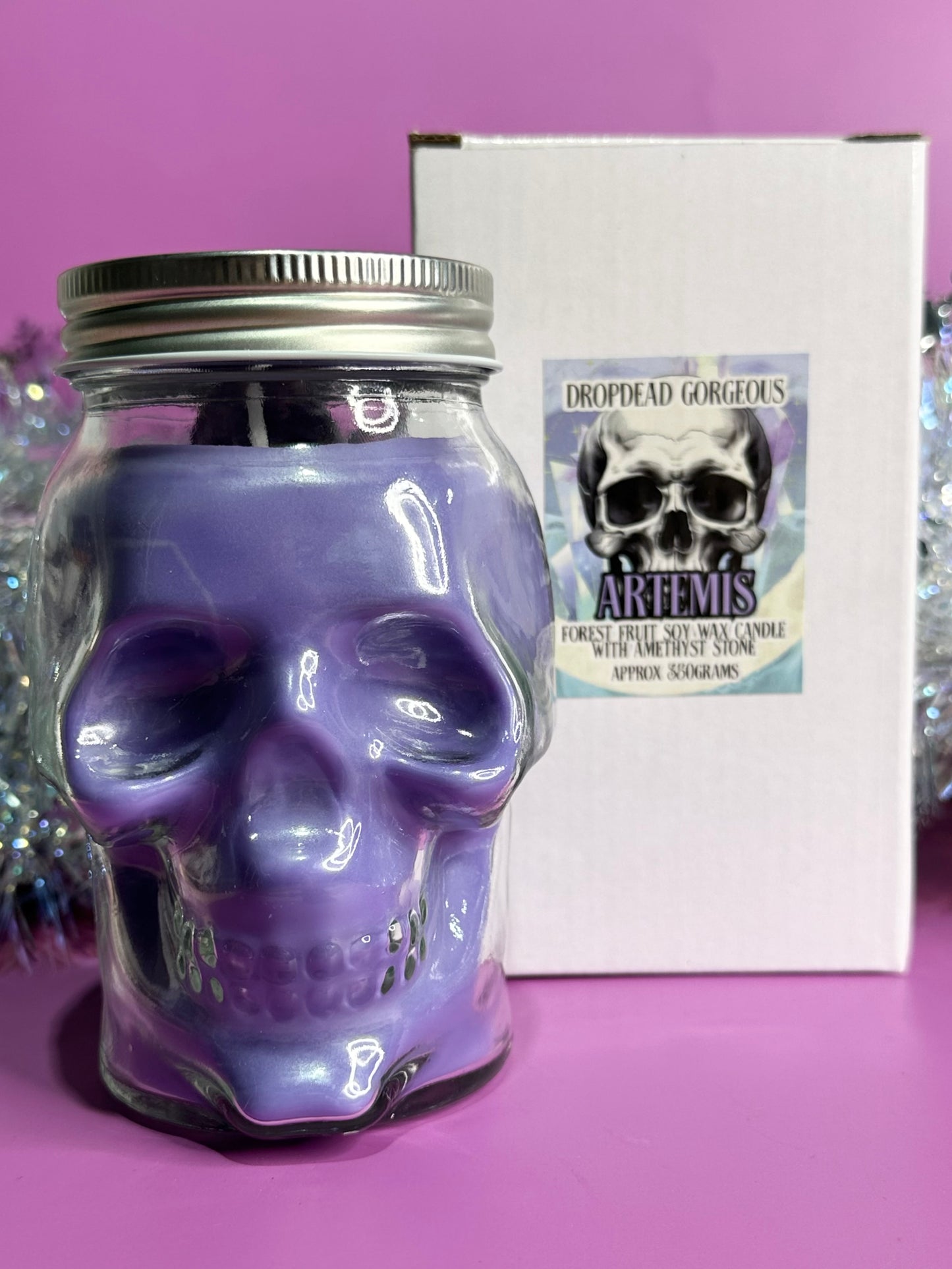 ARTEMIS - Forest Fruit crystal skull head soy candle