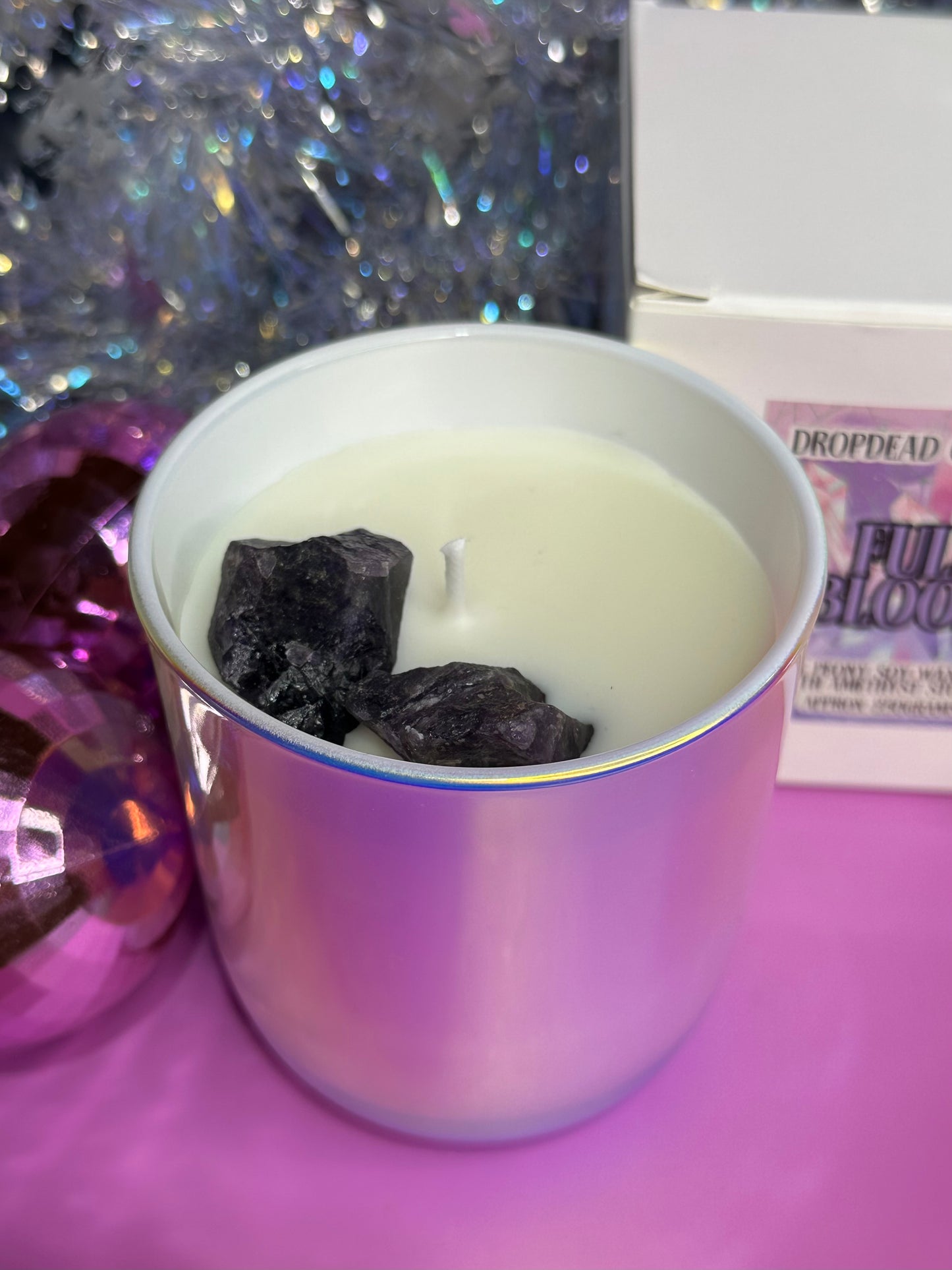 FULL BLOOM -  crystal stone soy candle