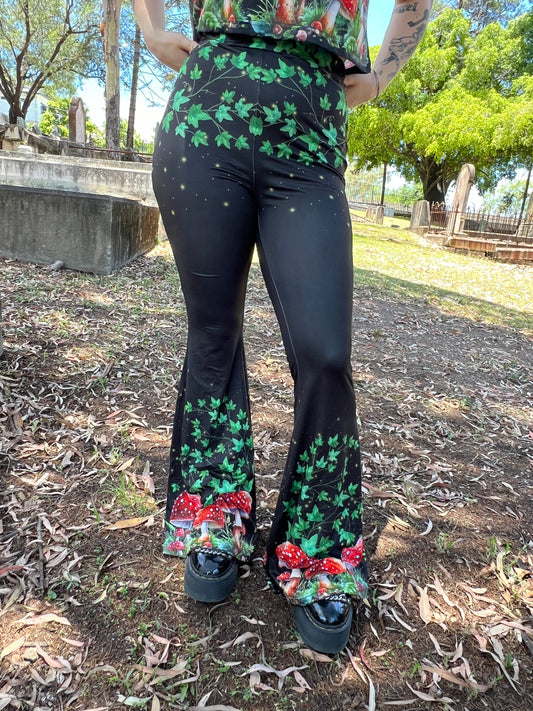 DON'T EAT IT - toadstool and poison ivy High waist flares